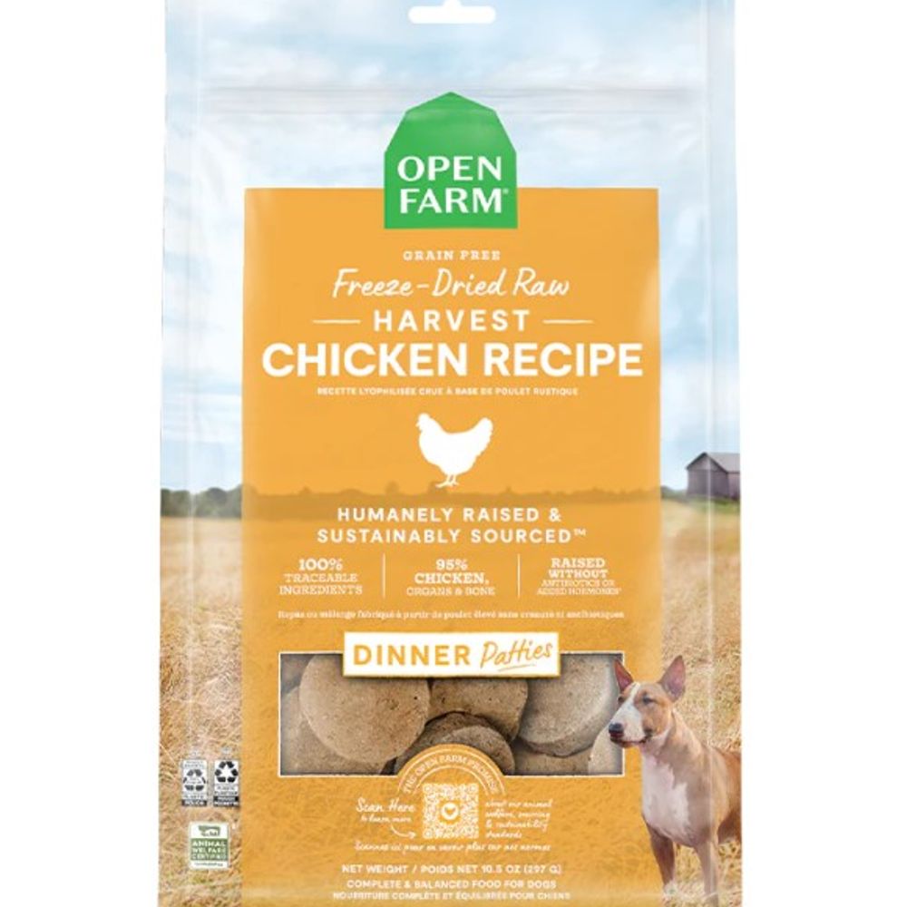 Open Farm, Freeze-Dried Raw Harvest Chicken Patties for Dogs
