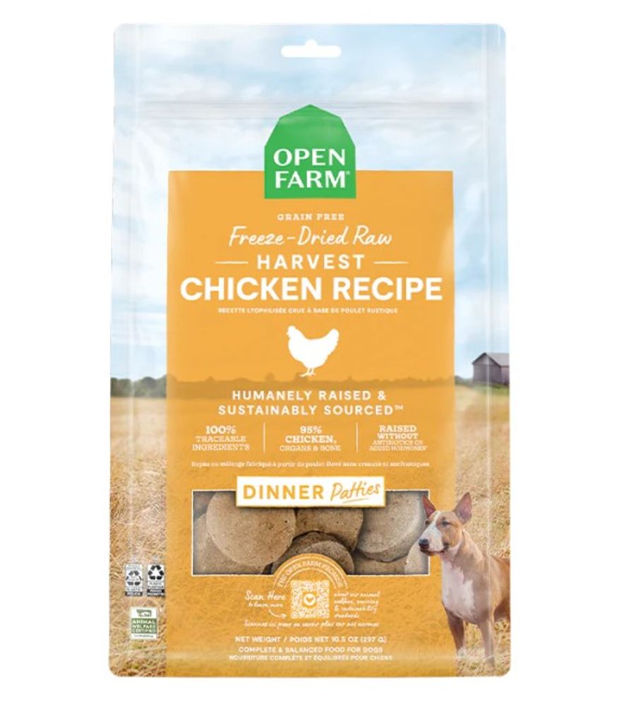 Open Farm, Freeze-Dried Raw Harvest Chicken Patties for Dogs