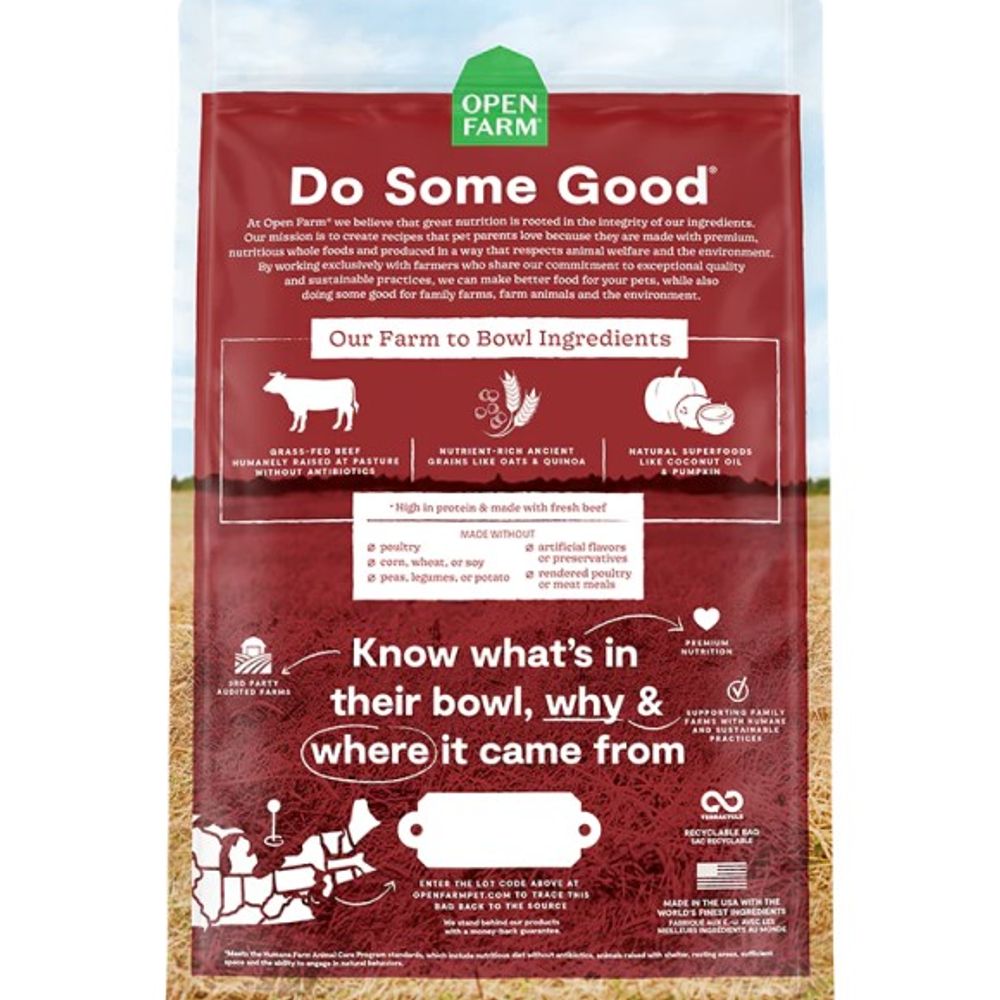 Open Farm, Grass-Fed Beef Ancient Grains Dry Dog Food