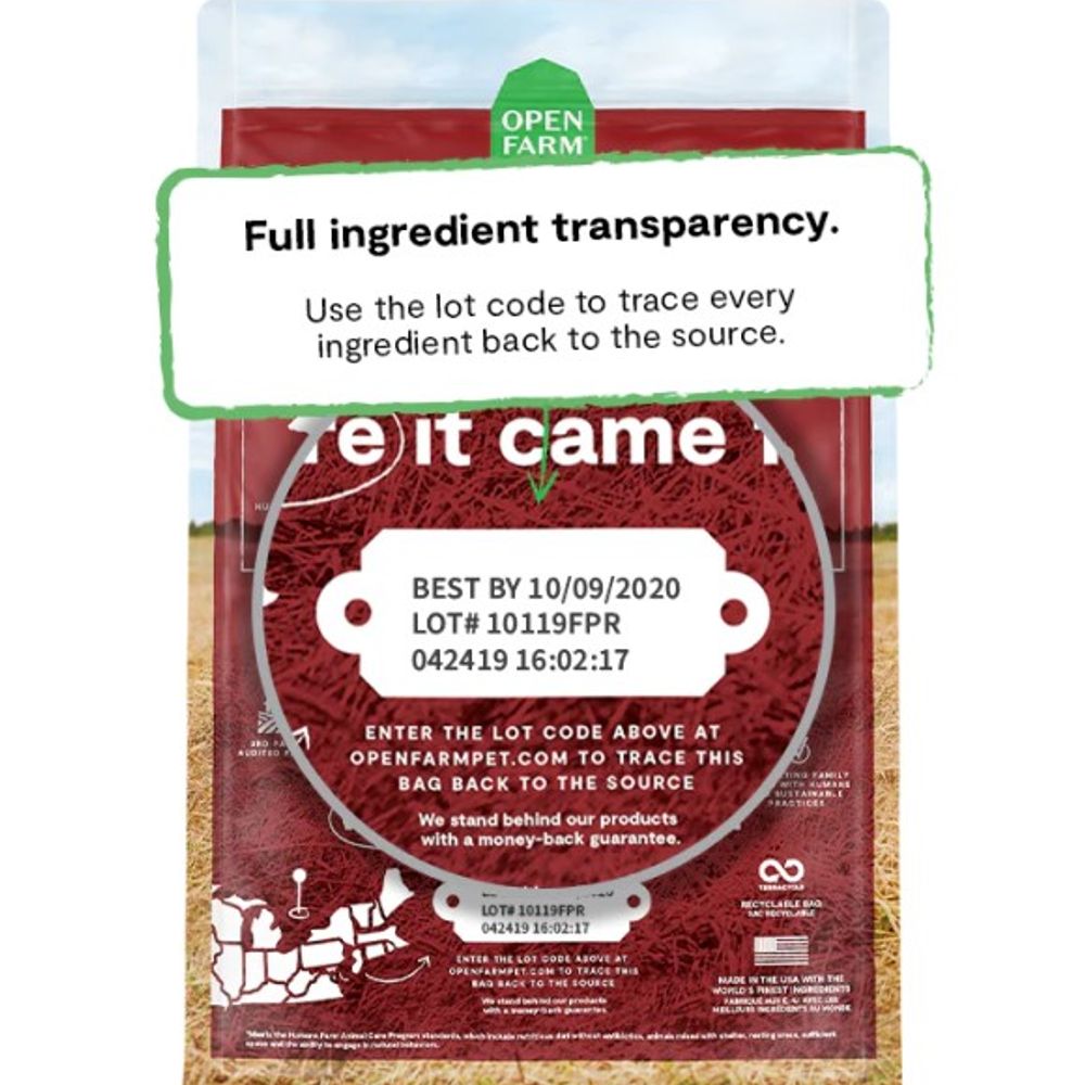 Open Farm, Grass-Fed Beef Ancient Grains Dry Dog Food