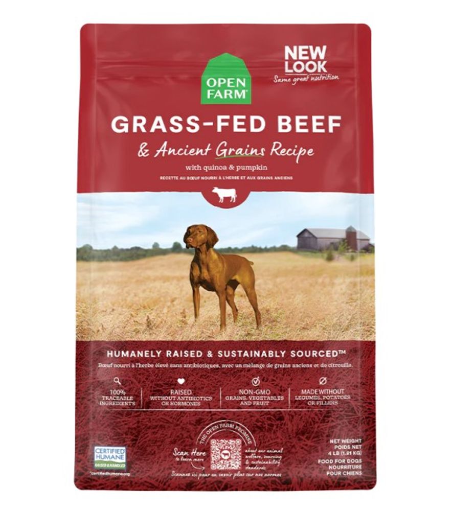 Open Farm, Grass-Fed Beef Ancient Grains Dry Dog Food