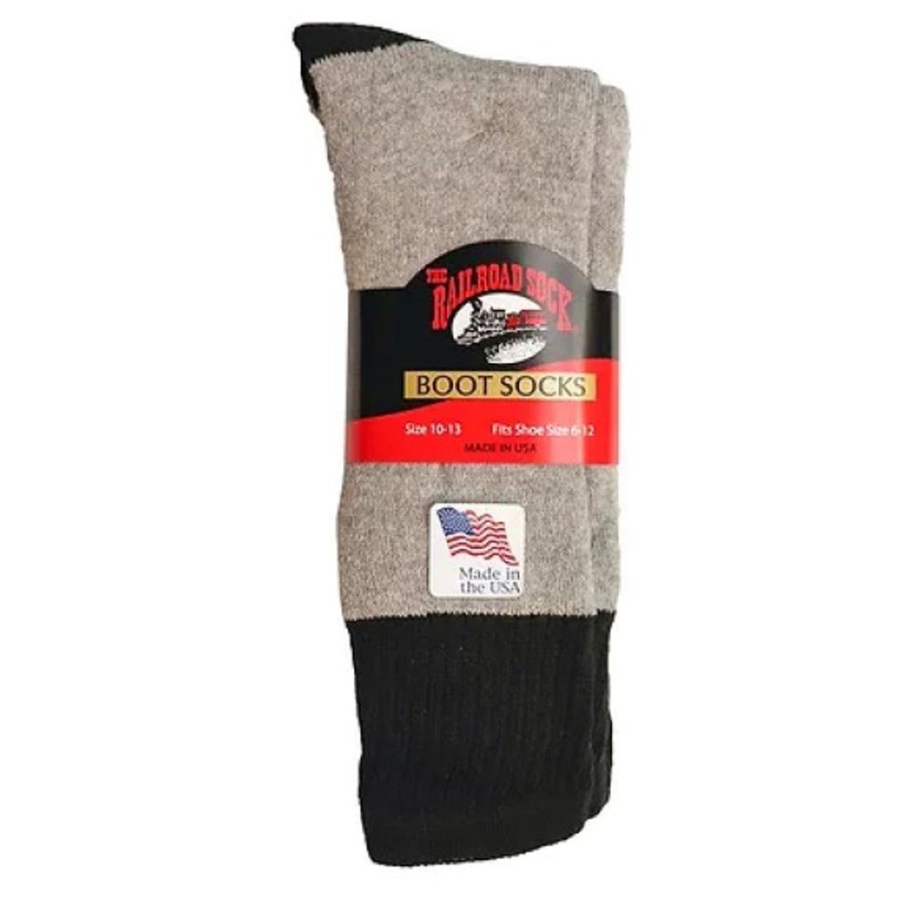 Railroad, Men's Black Mid-Weight Boot Sock, 2 pk