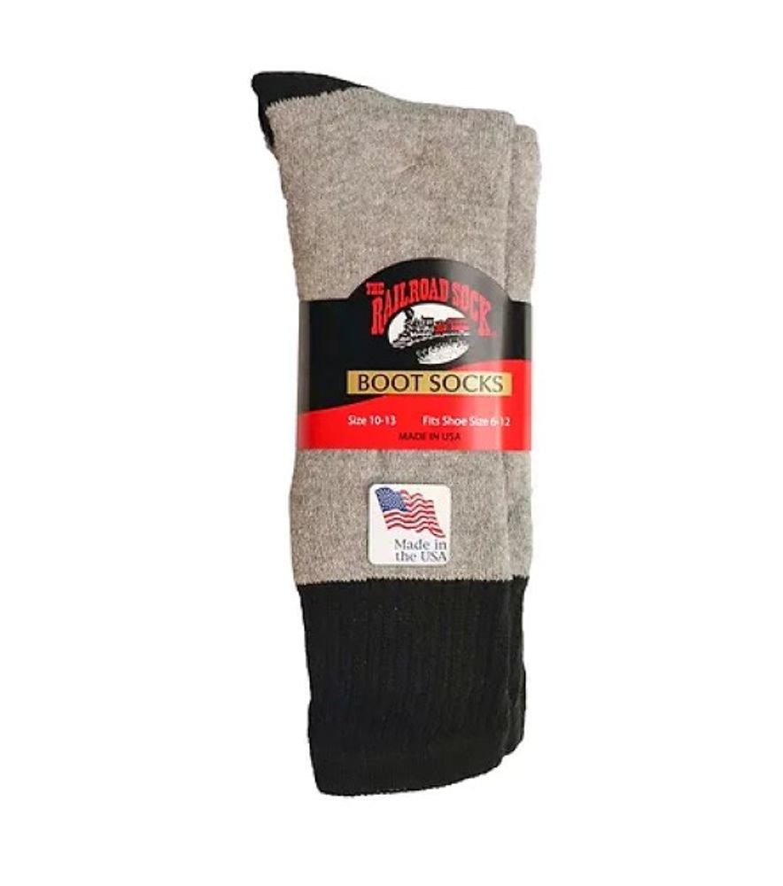 Railroad, Men's Black Mid-Weight Boot Sock, 2 pk
