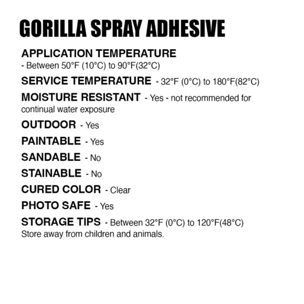 Gorilla Glue, Heavy Duty Clear Spray Adhesive, 4 oz