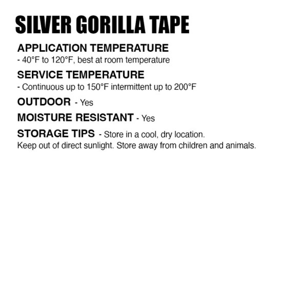Gorilla Glue, Silver Gorilla Tape, 30 yd