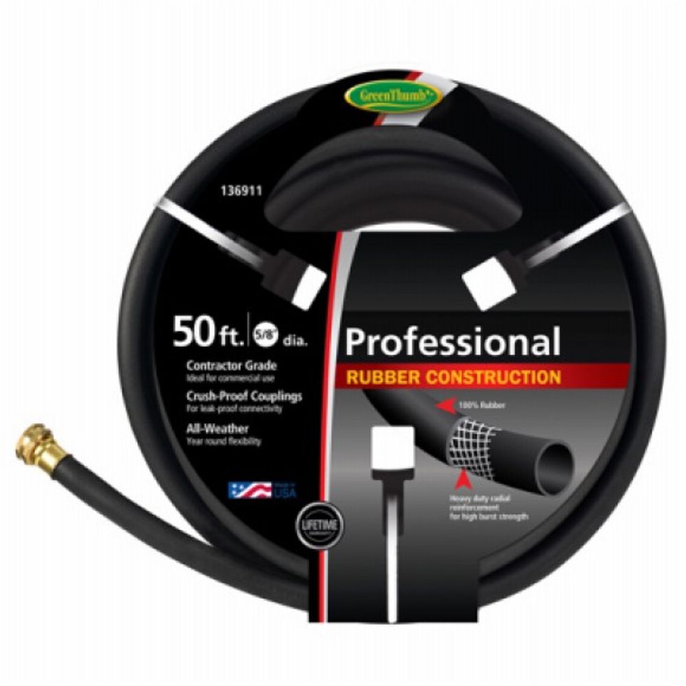 Rubber Garden Hose, 5/8" x 50'
