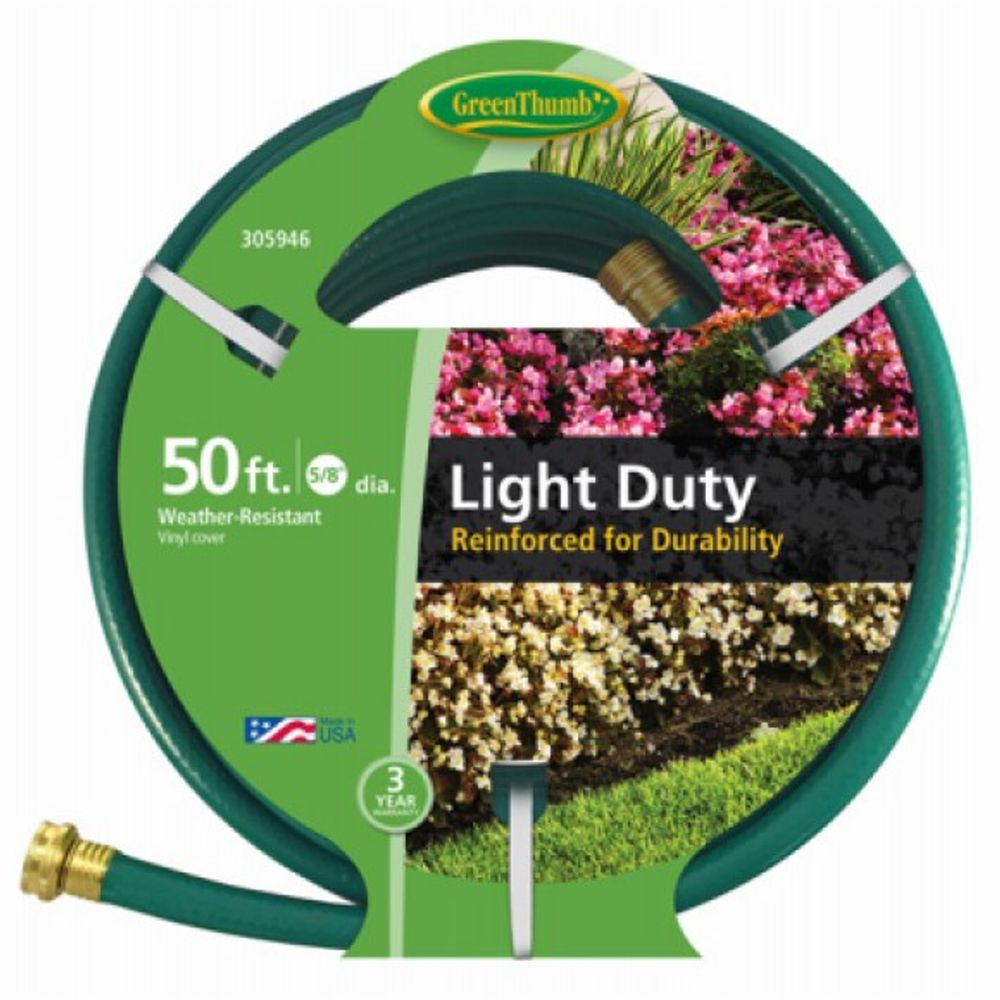 Nylon Reinforced Vinyl Light-Duty Garden Hose, 5/8" x 50"