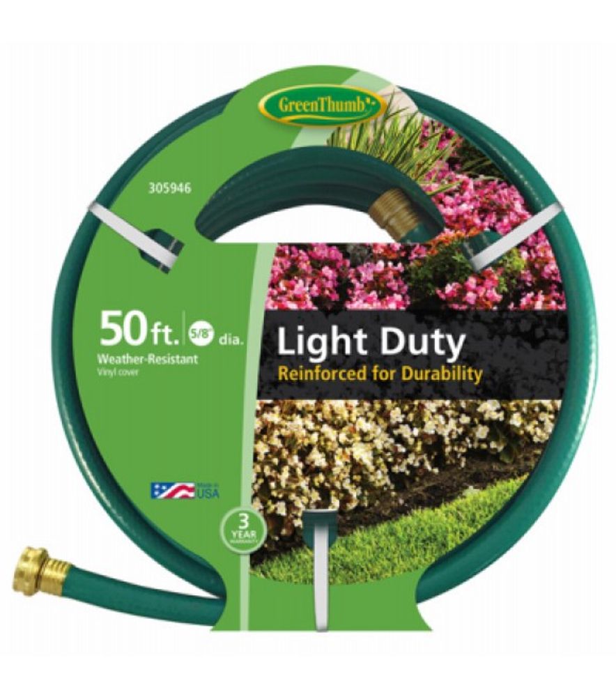 Nylon Reinforced Vinyl Light-Duty Garden Hose, 5/8" x 50"