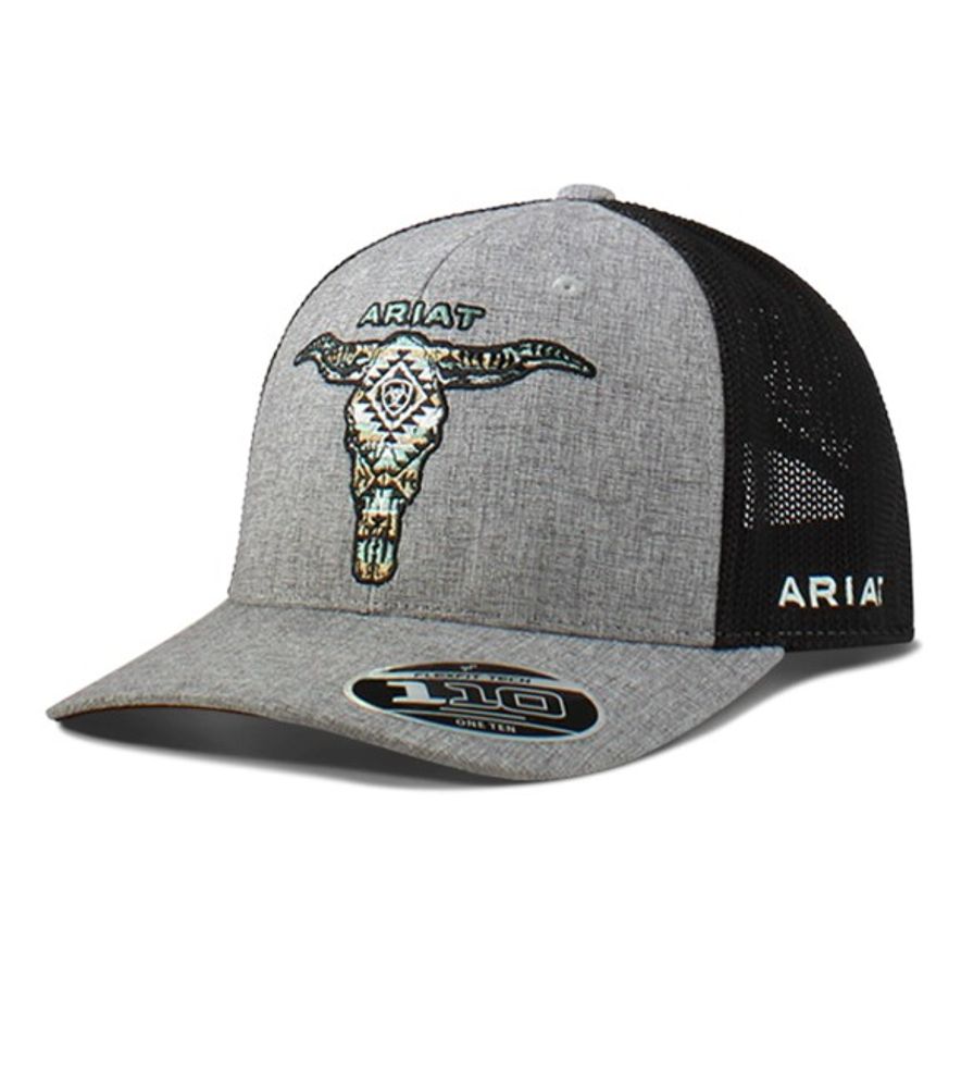 Ariat, Men's Silver Southwest Embroidered Skull Cap