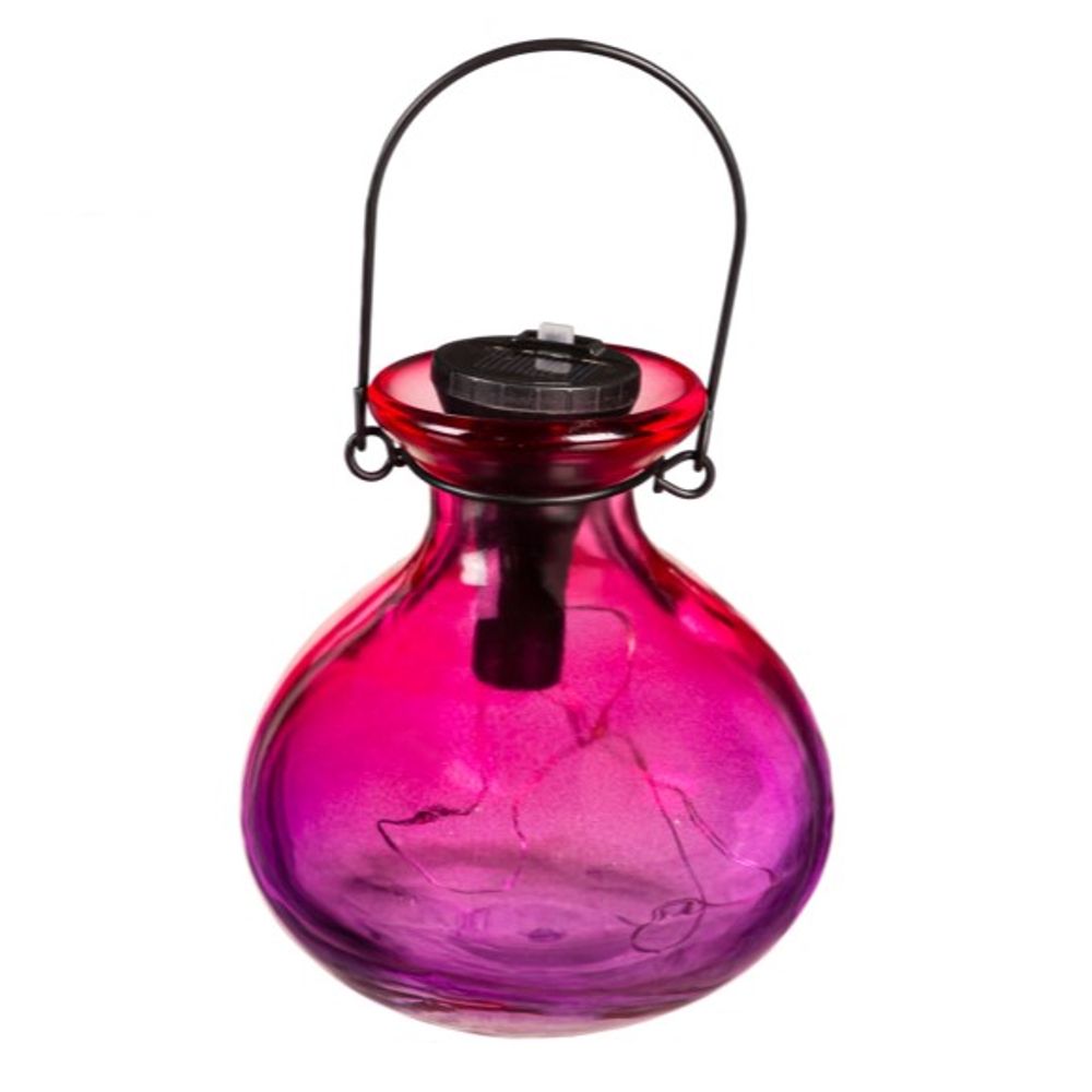 Evergreen, 5" Assorted Ombre Glass Solar Lanterns