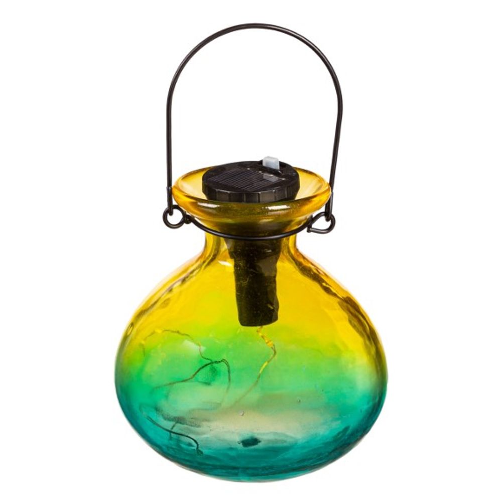 Evergreen, 5" Assorted Ombre Glass Solar Lanterns
