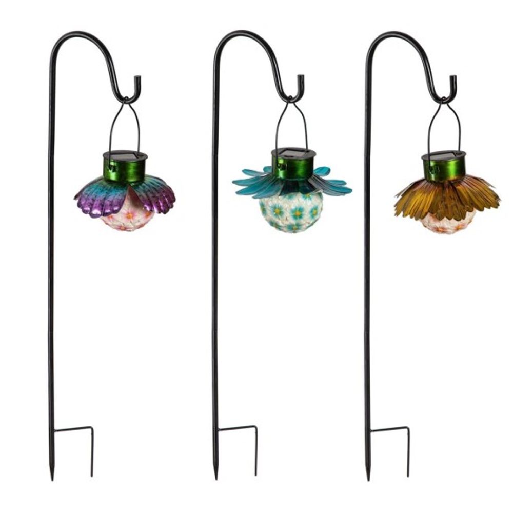 Evergreen, Assorted Solar Floral Lantern Stake 
