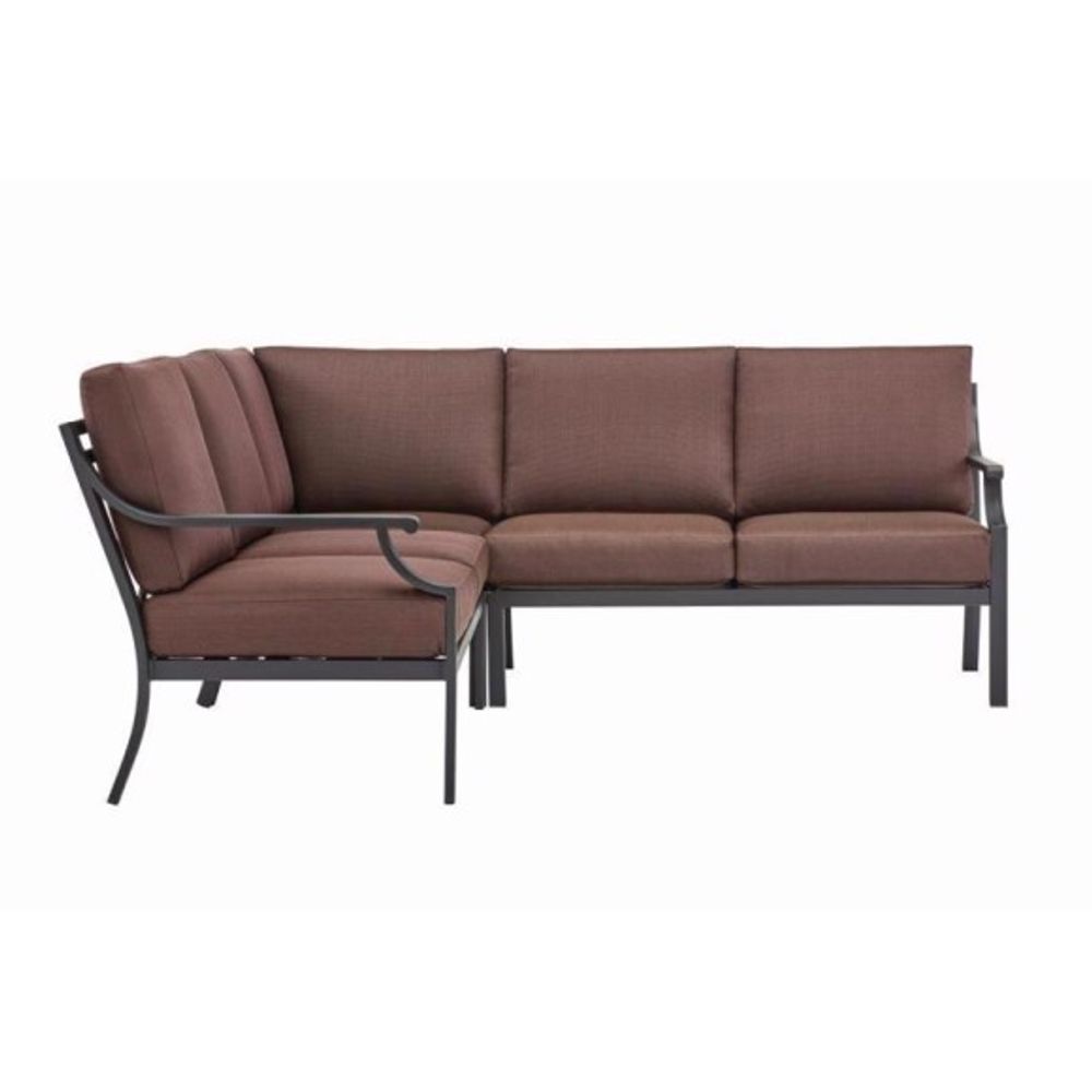 Living Accents, Wilshire Brown & Black Steel Deep Seating Sectional, 4 pc