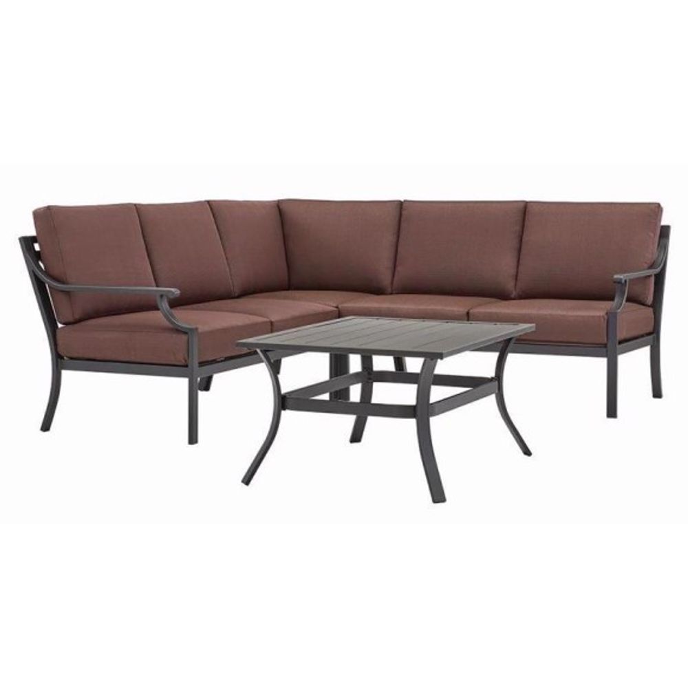 Living Accents, Wilshire Brown & Black Steel Deep Seating Sectional, 4 pc