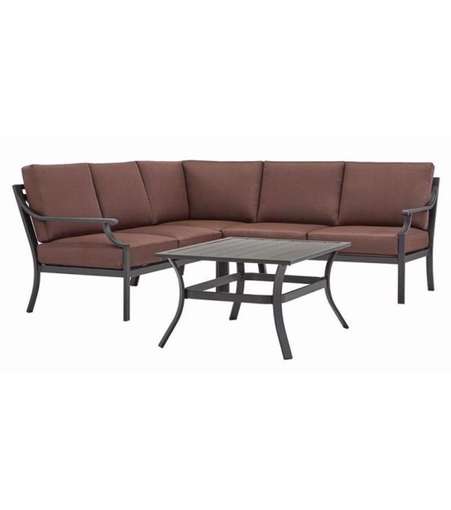 Living Accents, Wilshire Brown & Black Steel Deep Seating Sectional, 4 pc