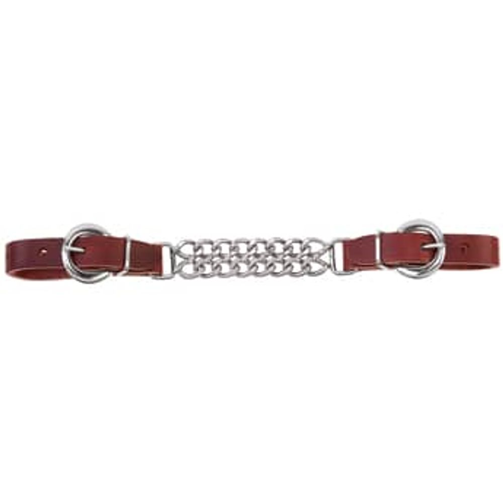 Weaver Leather Latigo Leather Double Flat Link Chain Curb Strap, 4.5"
