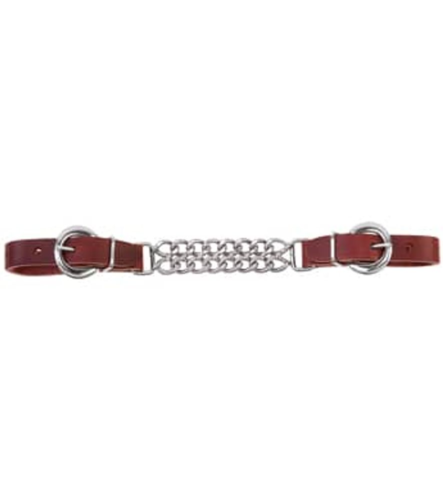 Weaver Leather Latigo Leather Double Flat Link Chain Curb Strap, 4.5"