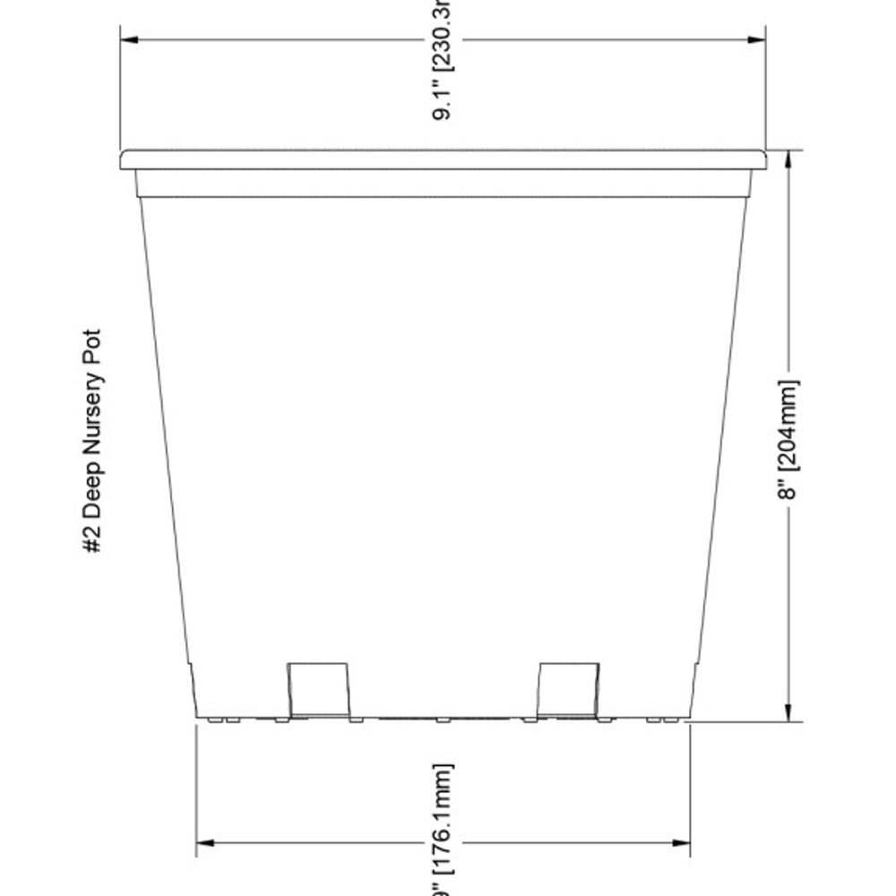 Black Nursery Pot, Deep #2