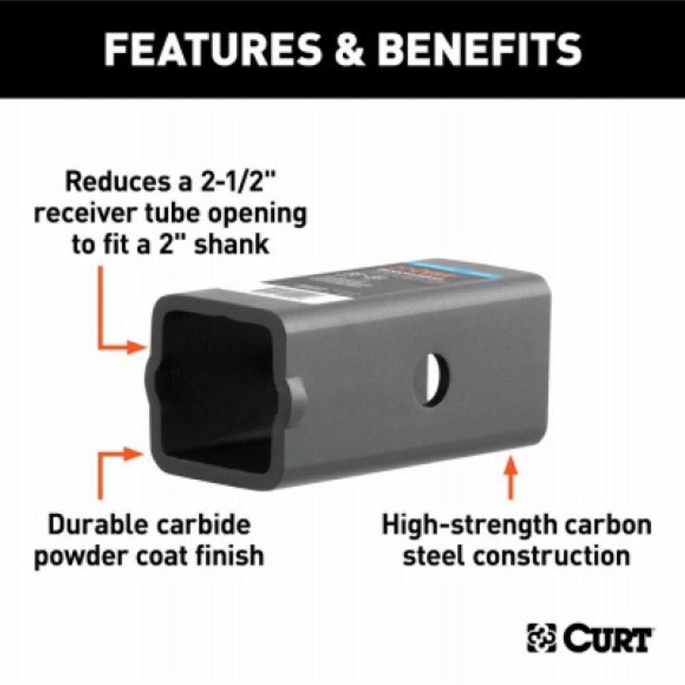 Curt, 2-1/2 to 2" Trailer Hitch Receiver Adapter Reducer Sleeve