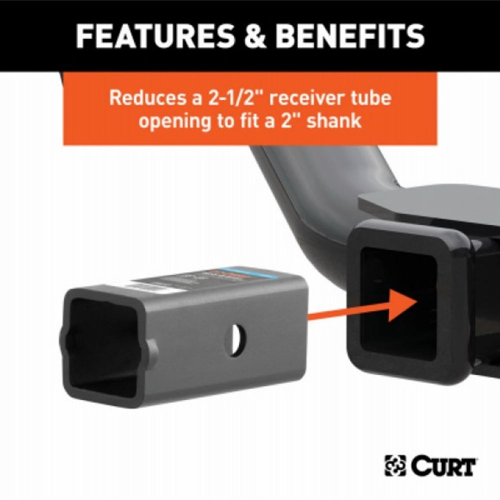 Curt, 2-1/2 to 2" Trailer Hitch Receiver Adapter Reducer Sleeve