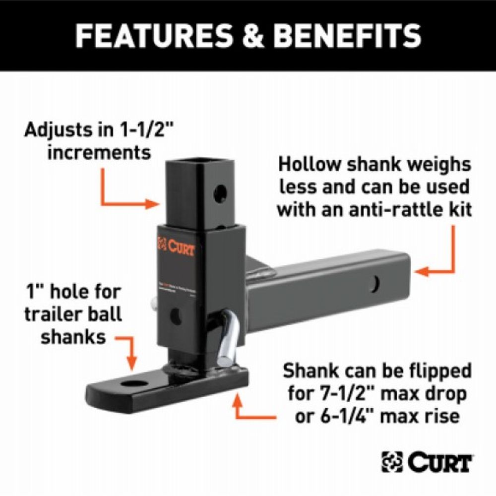 Curt, 2" Adjustable Trailer Hitch Mount