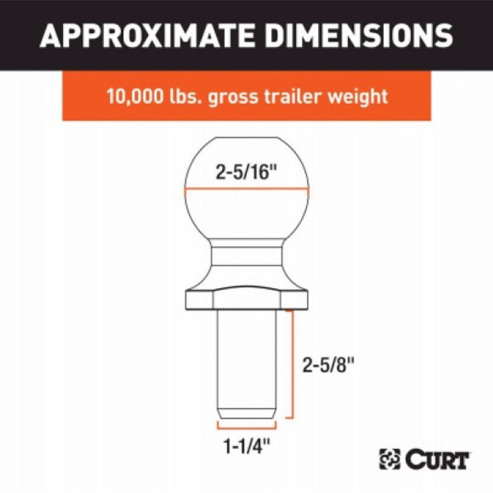 Curt, 2-5/16" Chrome Trailer Hitch Ball