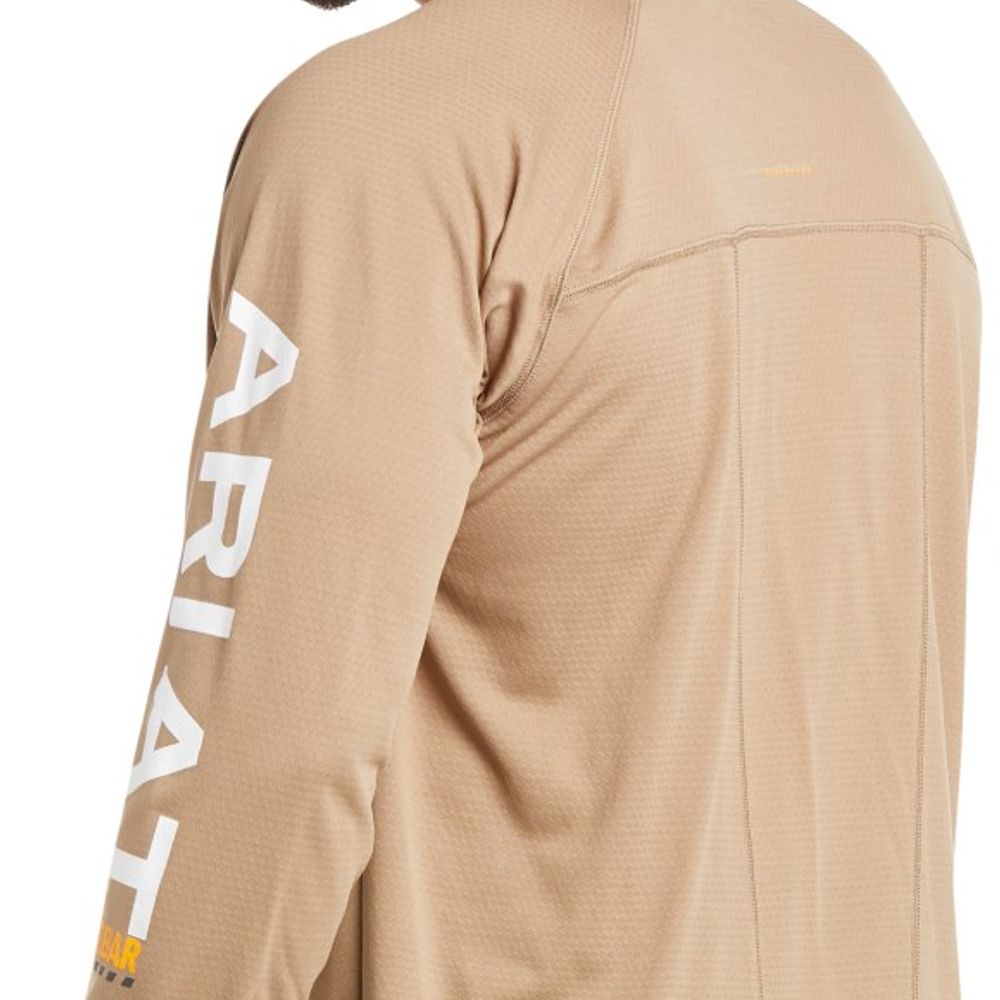 Ariat, Men's Khaki Rebar Heat Fighter Long Sleeve T-Shirt, 10031030