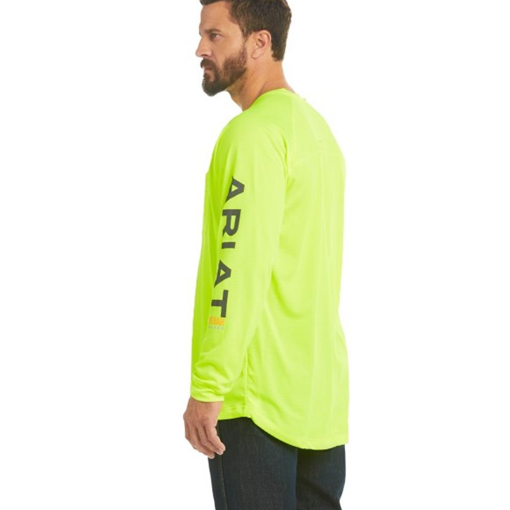 Ariat, Men's Lime Rebar Heat Fighter Long Sleeve T-Shirt, 10031031 