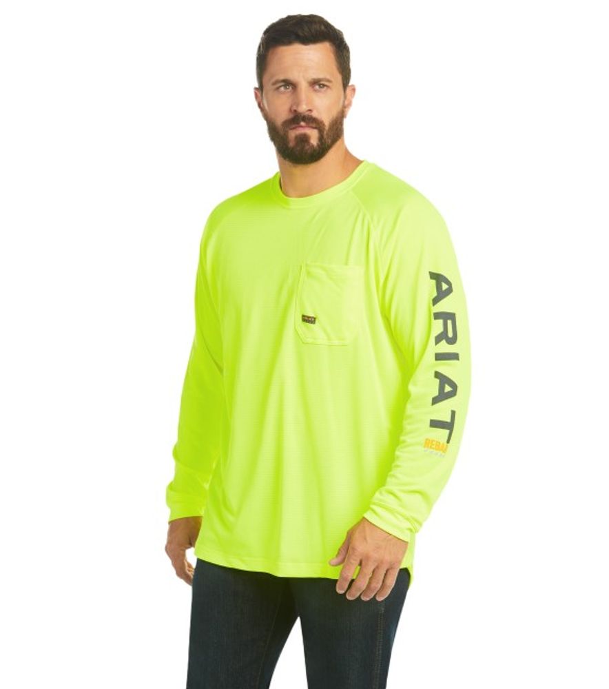 Ariat, Men's Lime Rebar Heat Fighter Long Sleeve T-Shirt, 10031031