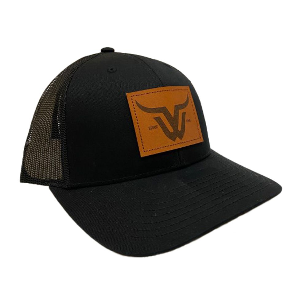 Wilfull Wear, Men's Black Leather Patch Hat