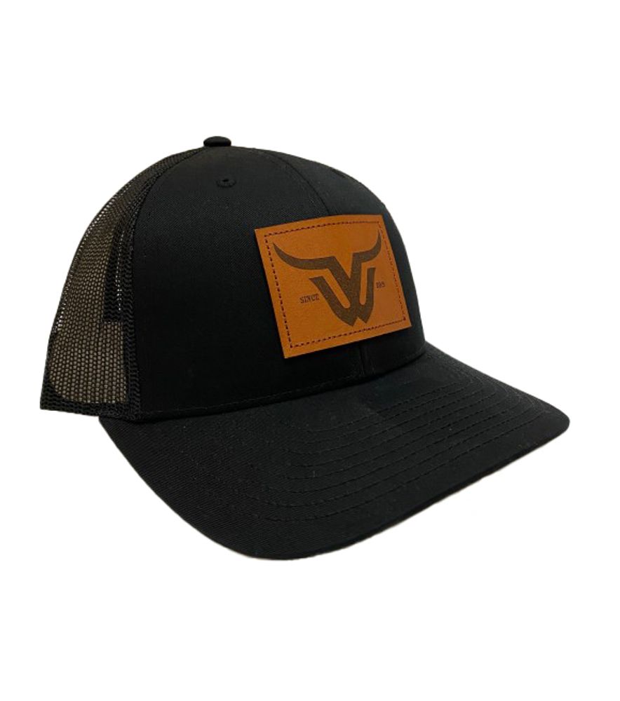 Wilfull Wear, Men's Black Leather Patch Hat