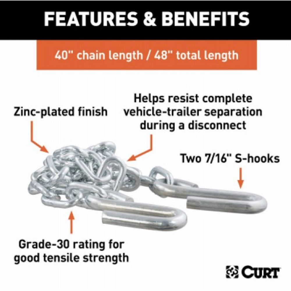 Curt, Trailer Safety Chain, 5,000 lbs