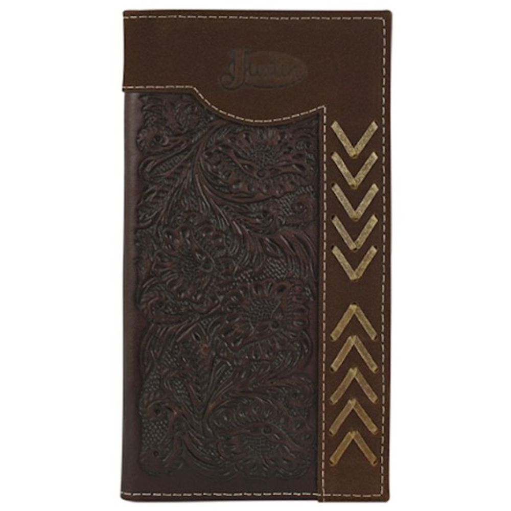Justin, Men's Brown Genuine Leather Tooled Rodeo Wallet