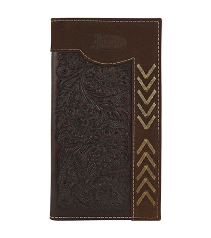 Justin, Men's Brown Genuine Leather Tooled Rodeo Wallet