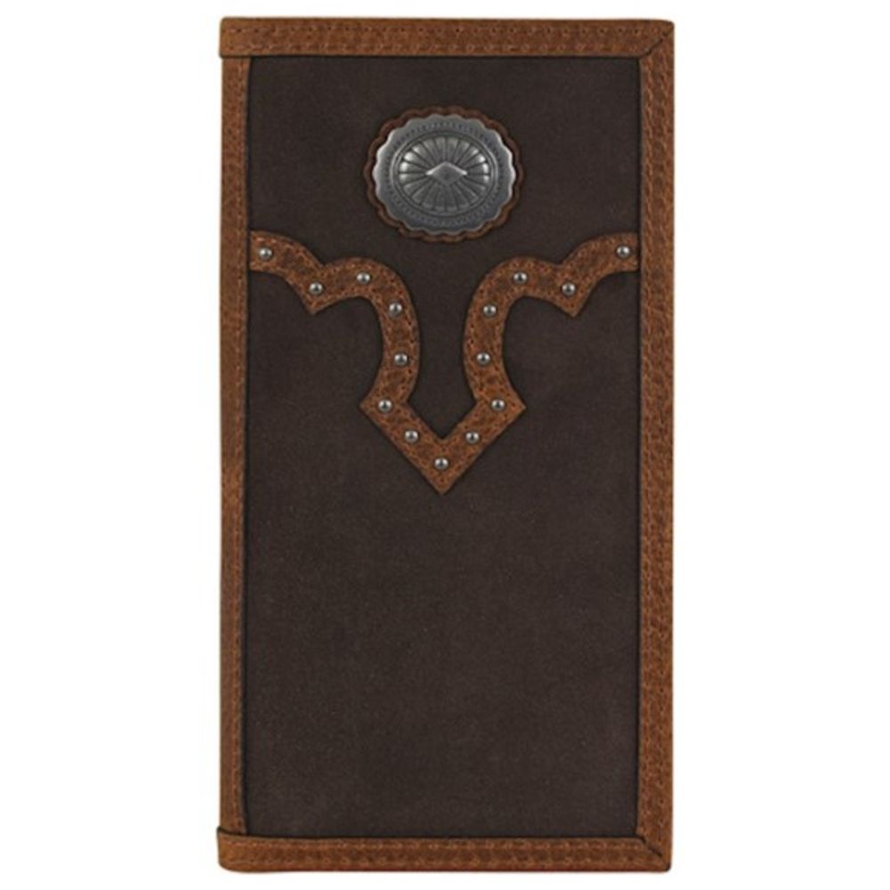 Justin, Men's Dark Brown Genuine Suede Concho Rodeo Wallet