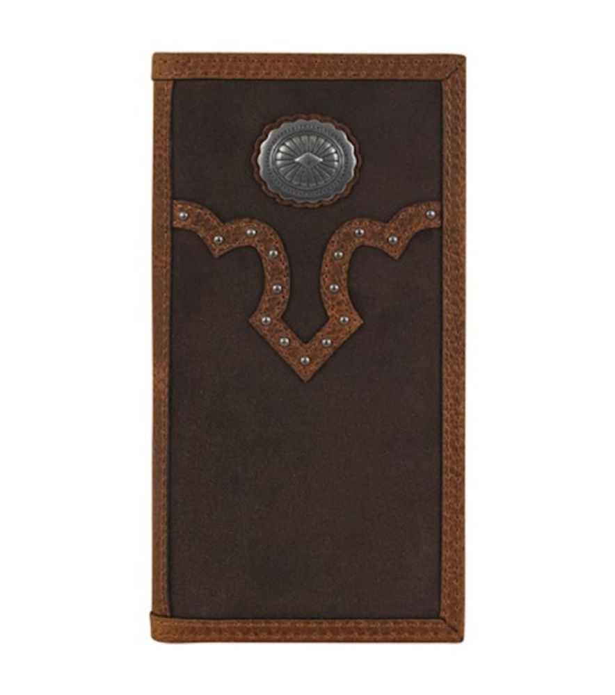 Justin, Men's Dark Brown Genuine Suede Concho Rodeo Wallet