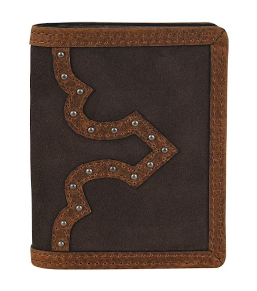 Justin, Men's Dark Brown Genuine Suede Slim Bifold Wallet