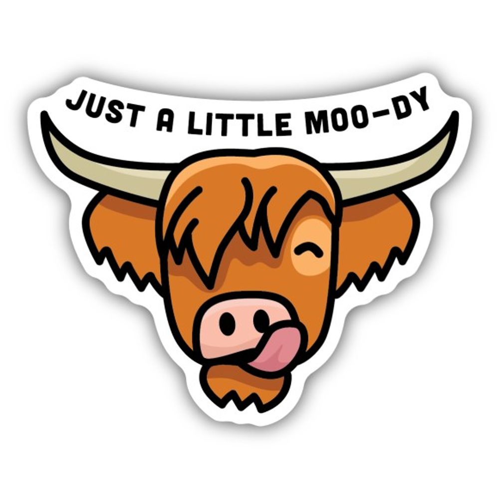 Stickers Northwest, Just A Little Moo-dy Highland Cow Sticker