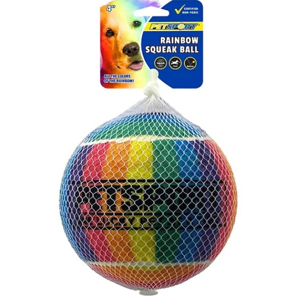 PETSPORT, 4" Rainbow Squeak Ball