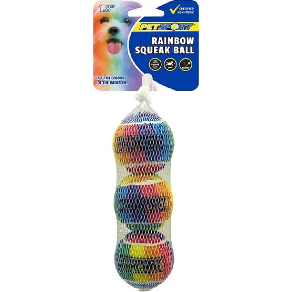 PETSPORT, 1.8" Rainbow Squeak Ball, 3 pk