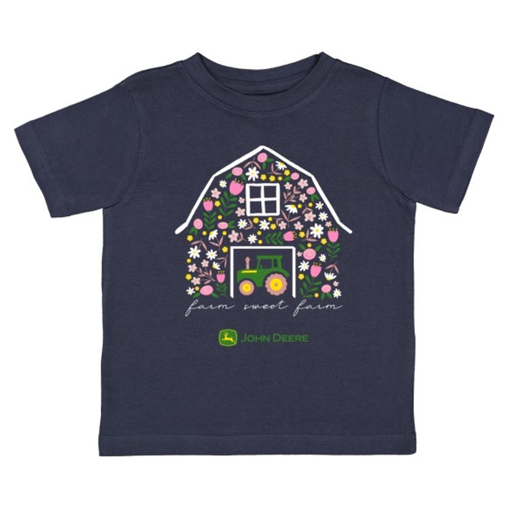 John Deere, Girls Toddler Navy Farm Sweet Farm T-Shirt