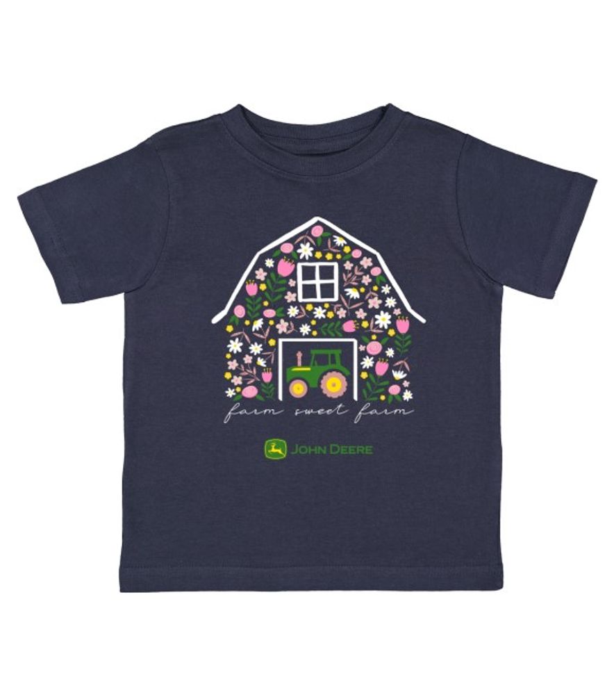 John Deere, Girls Toddler Navy Farm Sweet Farm T-Shirt