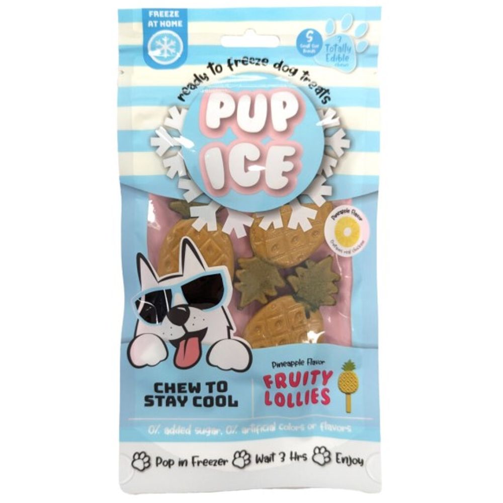 Pup Ice, Pineapple Flavor Fruity Lollies, 3 pk