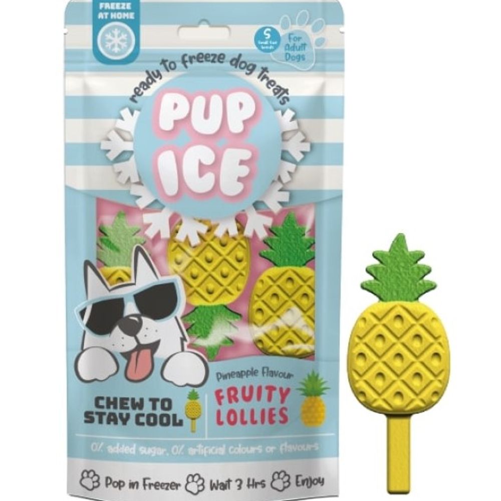 Pup Ice, Pineapple Flavor Fruity Lollies, 3 pk