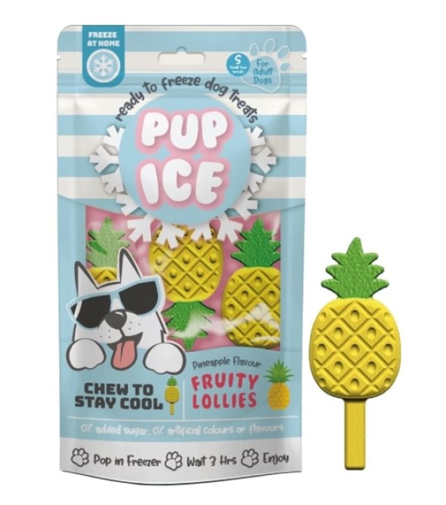 Pup Ice, Pineapple Flavor Fruity Lollies, 3 pk