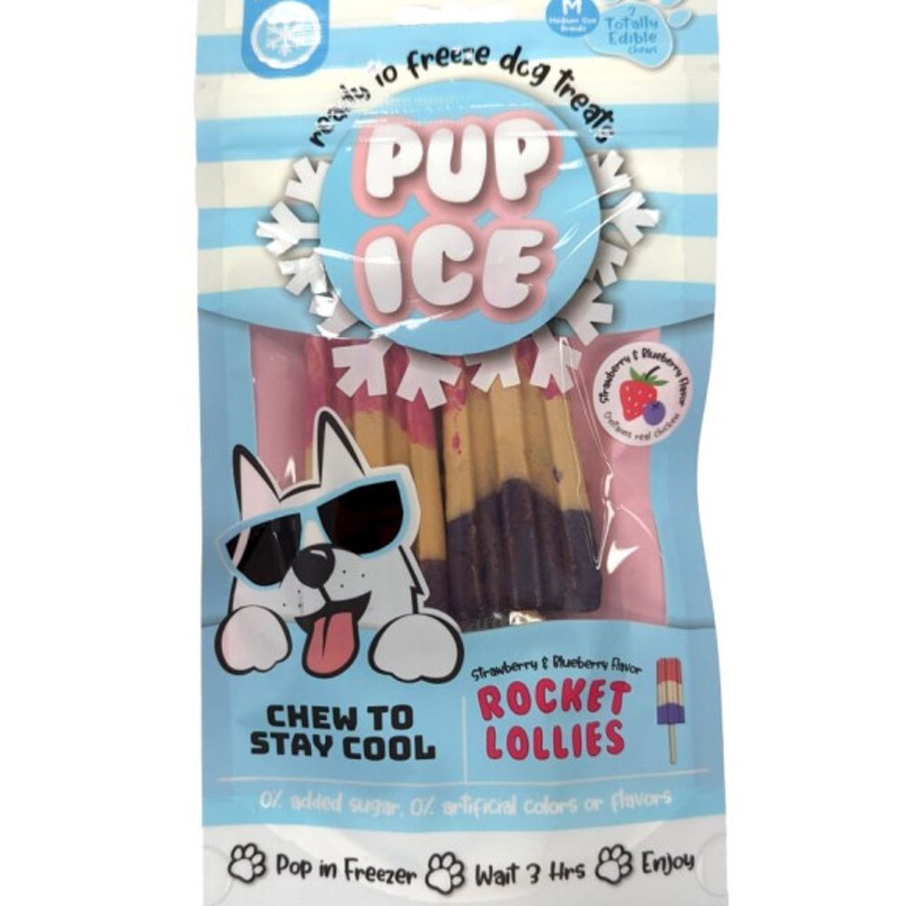 Pup Ice, Rocket Lollies Blueberry & Strawberry Flavor, 2 pk
