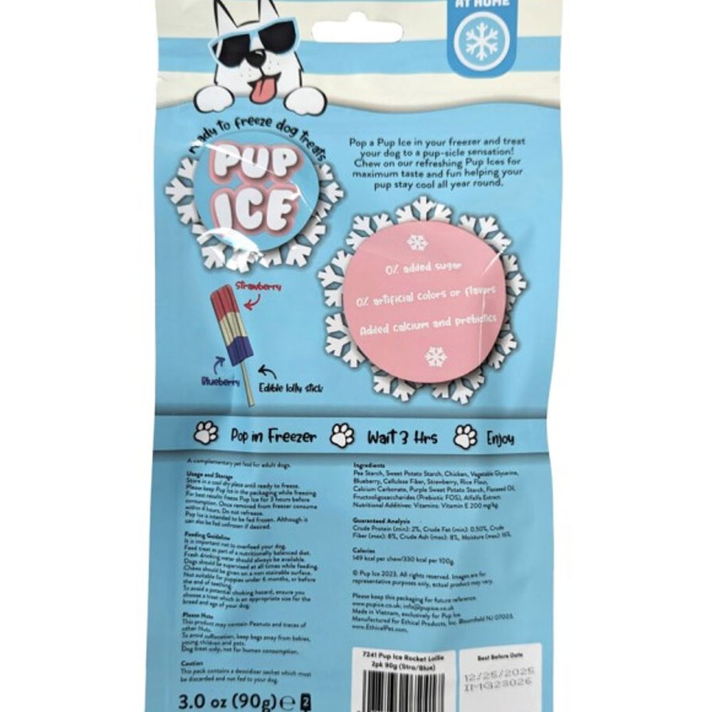 Pup Ice, Rocket Lollies Blueberry & Strawberry Flavor, 2 pk