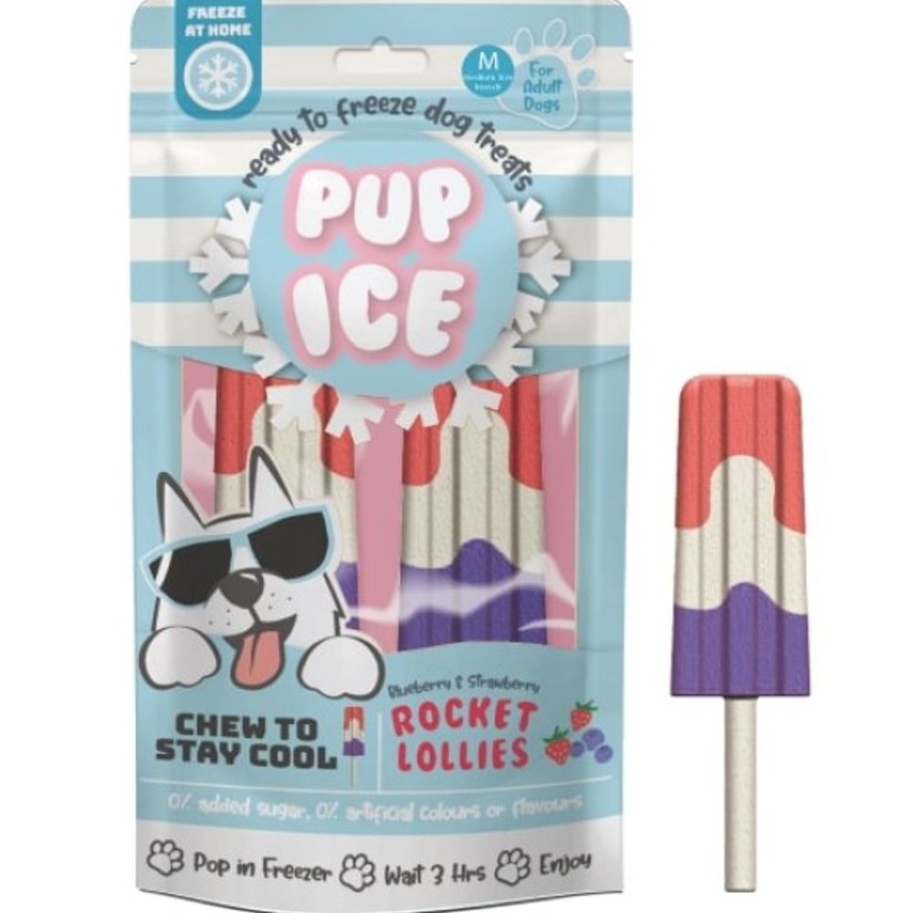 Pup Ice, Rocket Lollies Blueberry & Strawberry Flavor, 2 pk