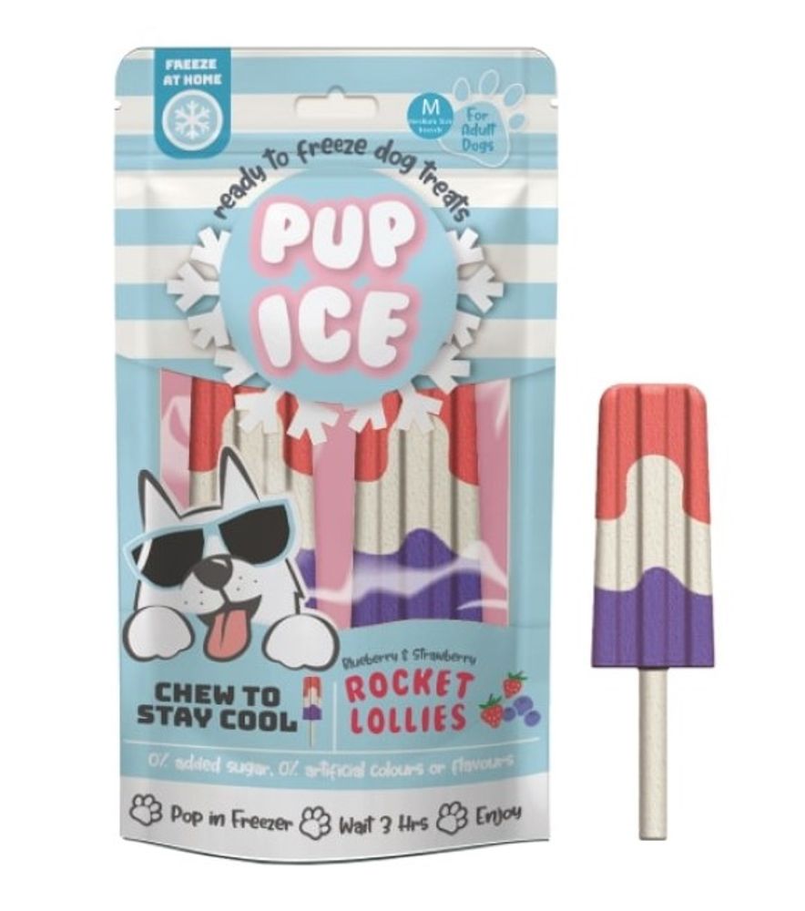 Pup Ice, Rocket Lollies Blueberry & Strawberry Flavor, 2 pk