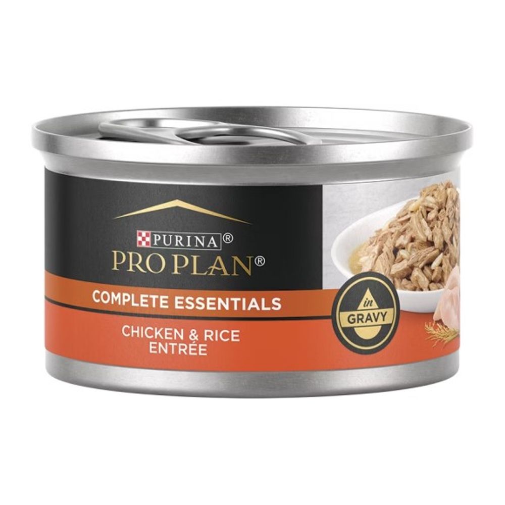 Purina Pro Plan, Complete Essentials Chicken & Rice Entrée in Gravy Wet Cat Food, 3 oz